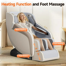 Load image into Gallery viewer, Woman enjoying the heating and foot massage features of the Golden Massage 4D Massage Chair in a cozy setting.