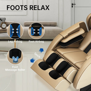 Premium Full Body Massage Chair with Zero Gravity and Bluetooth Audio - Khaki