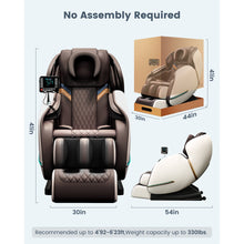 Load image into Gallery viewer, 4D Zero Gravity Shiatsu Massage Chair with Heating and Bluetooth, no assembly required, dimensions 41&quot;x30&quot;x44&quot;, weight capacity 330 lbs