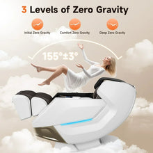 Load image into Gallery viewer, Woman enjoying the Golden Massage 4D Chair demonstrating 3 levels of Zero Gravity for ultimate relaxation.