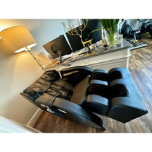 Load image into Gallery viewer, Grey Golden Massage Chair with Zero Gravity in a modern room setting, offering full-body relaxation and Bluetooth features.