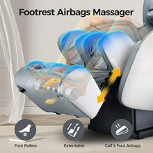 Load image into Gallery viewer, Footrest airbags massager with extendable design and foot rollers for enhanced relaxation in massage chair.