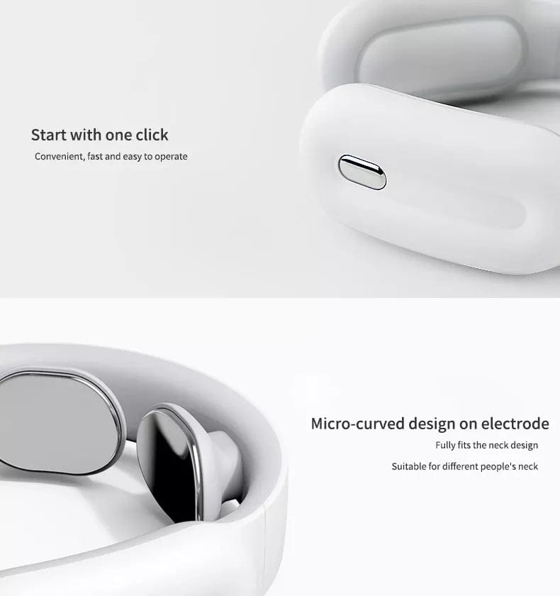 Electronic Neck Massager Portable Wireless Intelligent, White